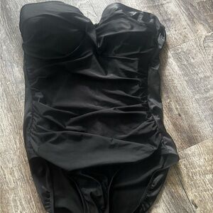 Miraclesuit Black Strapless Ruched One-Piece Swimsuit